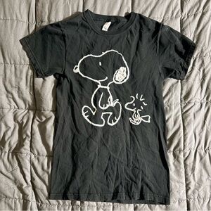 M&O Gold Peanuts Snoopy & Woodstock Black Graphic T-Shirt XS